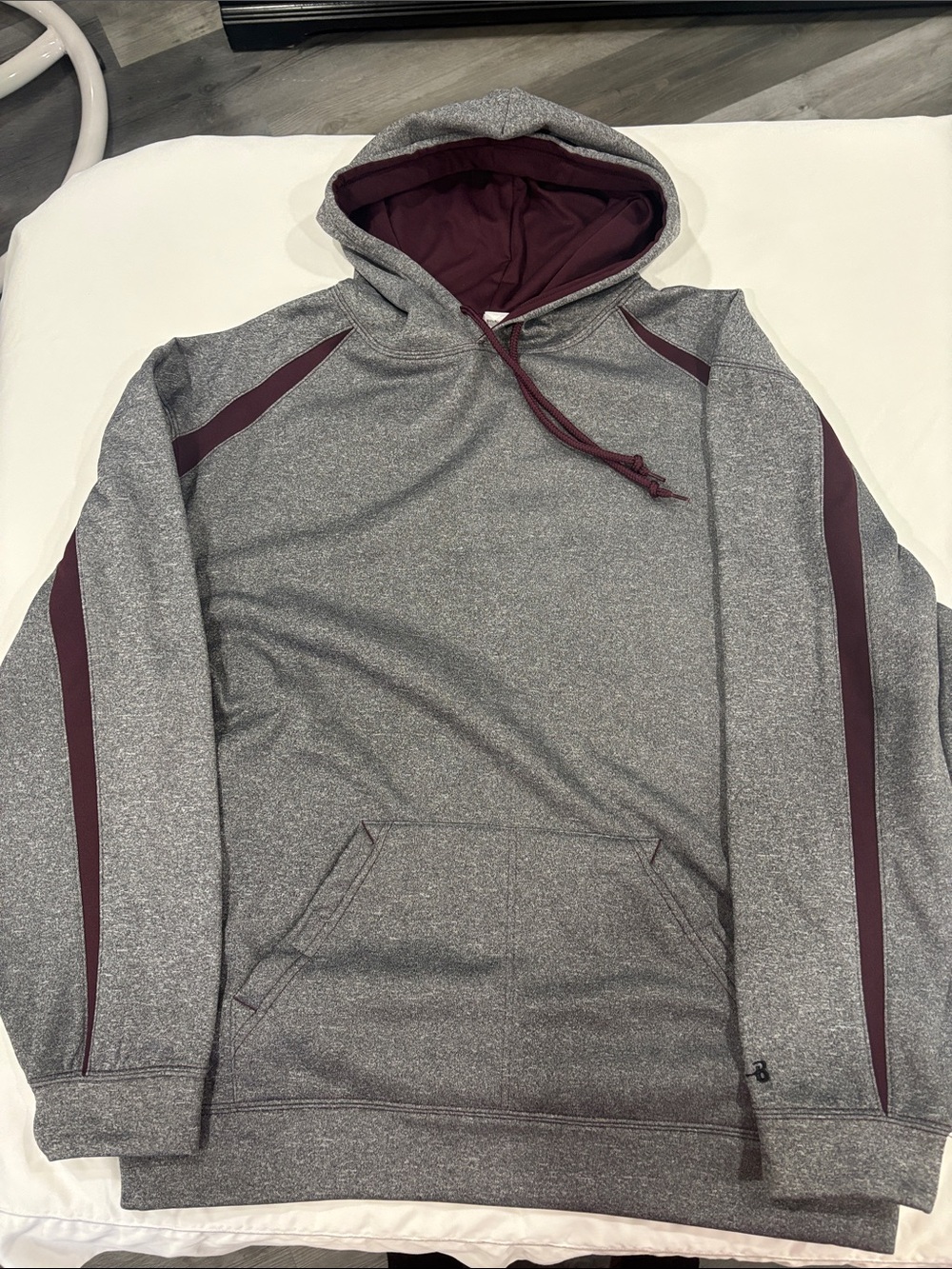 Men's Gray Hoodie with Maroon Trim — Athletic Pullover